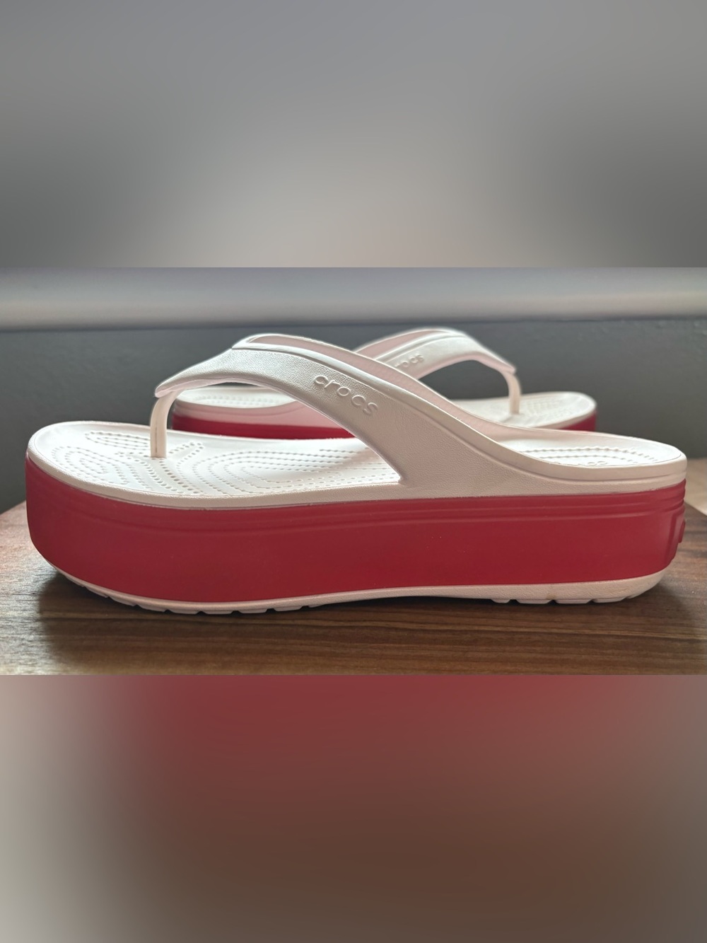 CROCS Women’s Crocband White Strap Pink Platform Sandals